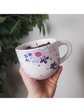 Floral Ceramic Candle Mug Large Mocha Coffee Scented